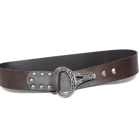 Brown Belt Silver Textured Triangle buckle